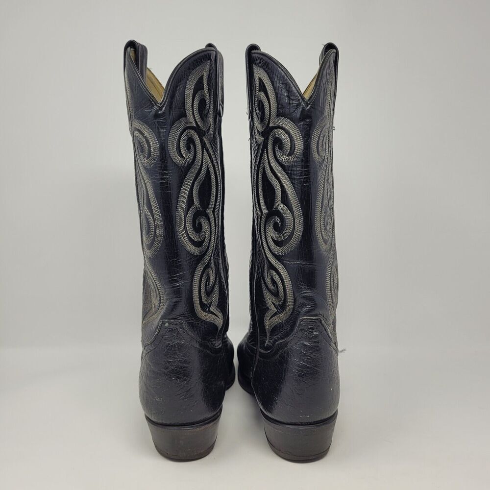 Tony Lama Boots Mens 8.5D Black Leather Western Cowboy Rodeo 8410 - Picture 4 of 11